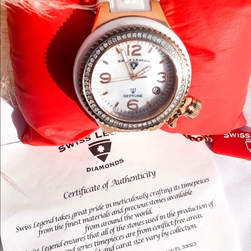 💎🆕 Swiss Legend 60 Diamonds mother of pearl face & Rosegold watch 723